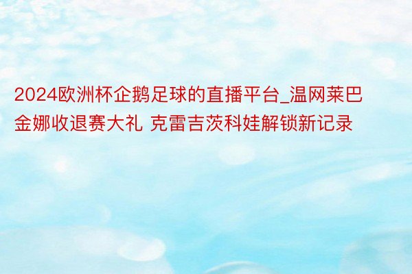 2024欧洲杯企鹅足球的直播平台_温网莱巴金娜收退赛大礼 克雷吉茨科娃解锁新记录