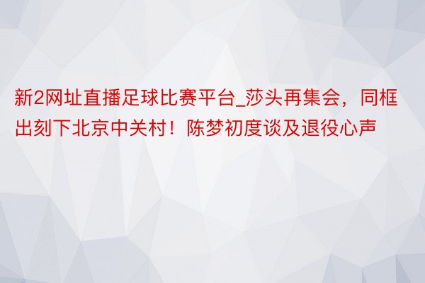 新2网址直播足球比赛平台_莎头再集会，同框出刻下北京中关村！陈梦初度谈及退役心声