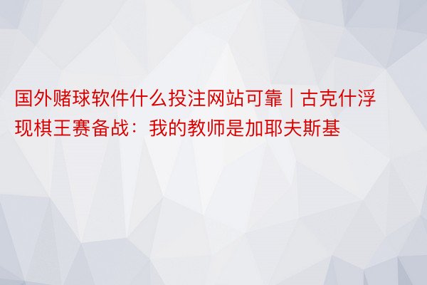 国外赌球软件什么投注网站可靠 | 古克什浮现棋王赛备战：我的教师是加耶夫斯基